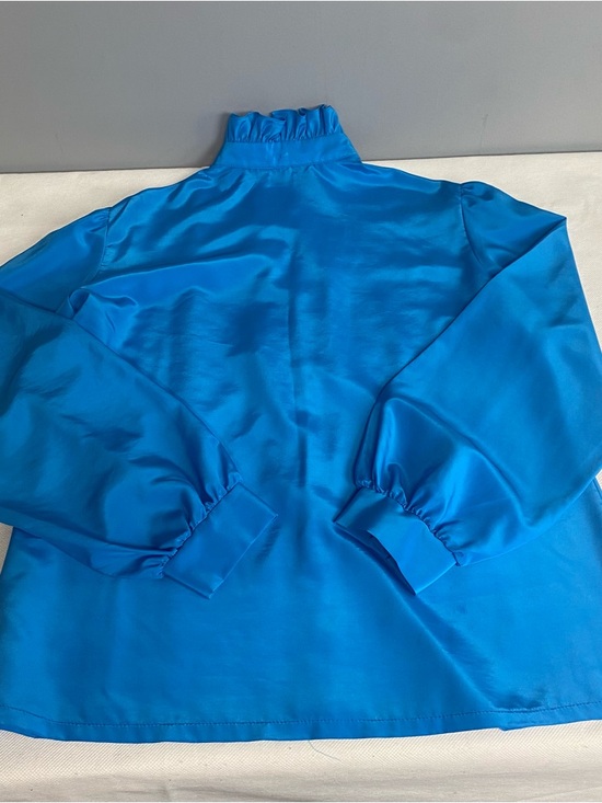 Vtg Jessica West Blouse Tuxedo Ruffle Button Down Blue Blouse Sz 16 Fairycore - Picture 4 of 16